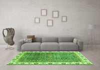 Machine Washable Abstract Green Modern Rug, wshabs3087grn