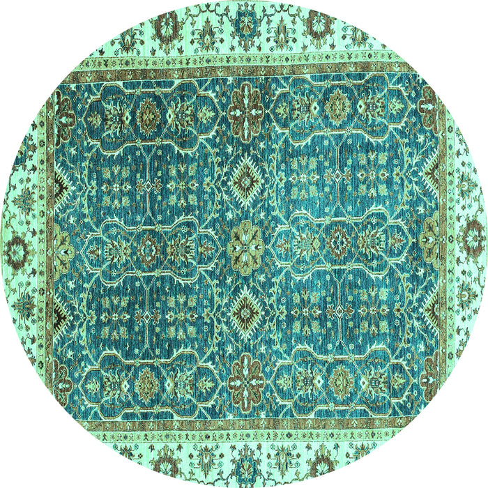 Round Abstract Turquoise Modern Rug, abs3087turq