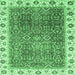 Square Machine Washable Abstract Emerald Green Modern Area Rugs, wshabs3087emgrn