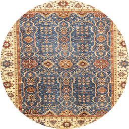Round Machine Washable Abstract Yellow Rug, wshabs3087