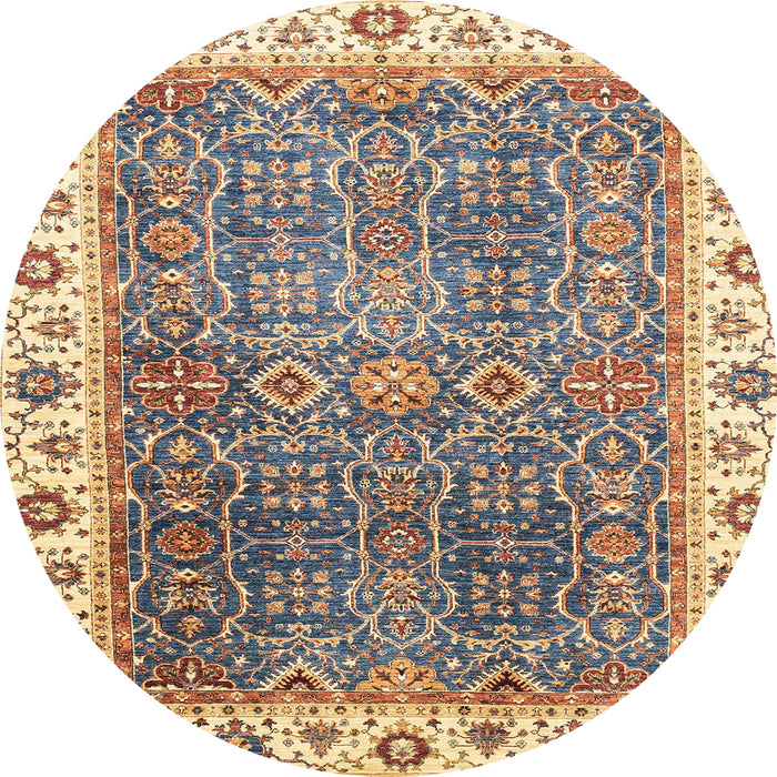 Round Machine Washable Abstract Yellow Rug, wshabs3087
