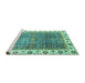 Sideview of Machine Washable Abstract Turquoise Modern Area Rugs, wshabs3087turq