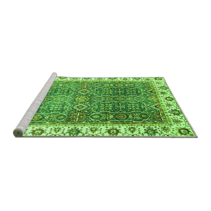 Sideview of Machine Washable Abstract Green Modern Area Rugs, wshabs3087grn
