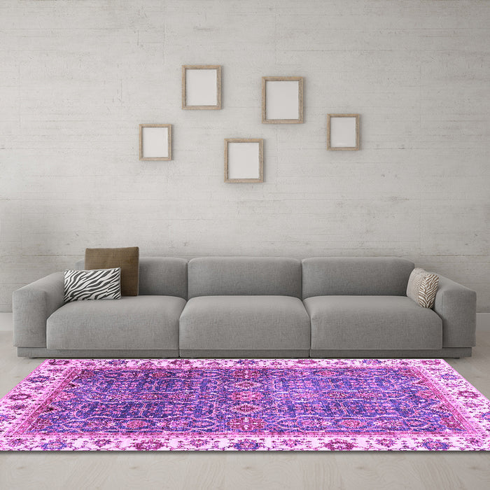 Machine Washable Abstract Purple Modern Area Rugs in a Living Room, wshabs3087pur