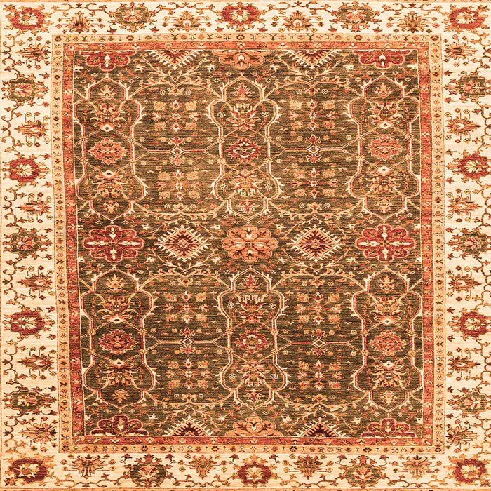 Square Machine Washable Abstract Orange Modern Area Rugs, wshabs3087org