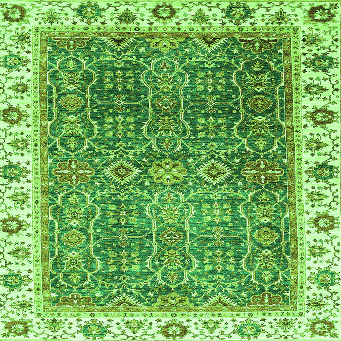Square Machine Washable Abstract Green Modern Area Rugs, wshabs3087grn