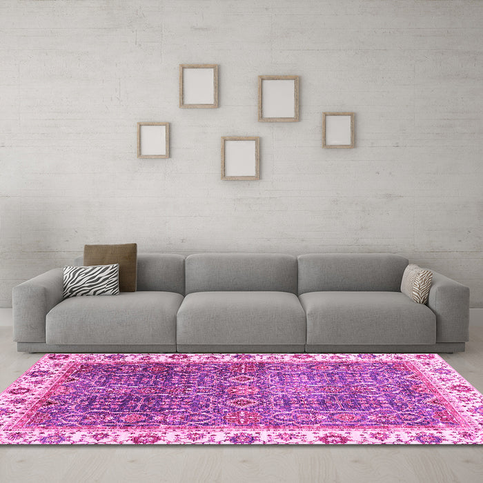 Machine Washable Abstract Pink Modern Rug in a Living Room, wshabs3087pnk