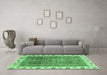 Machine Washable Abstract Emerald Green Modern Area Rugs in a Living Room,, wshabs3087emgrn