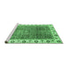 Sideview of Machine Washable Abstract Emerald Green Modern Area Rugs, wshabs3087emgrn