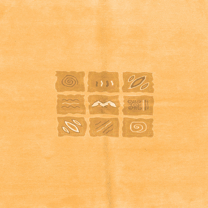 Square Machine Washable Abstract Orange Modern Area Rugs, wshabs3088org