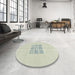 Round Abstract Pale Silver Gray Modern Rug in a Office, abs3088