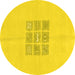 Round Abstract Yellow Modern Rug, abs3088yw