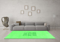 Machine Washable Abstract Green Modern Rug, wshabs3088grn