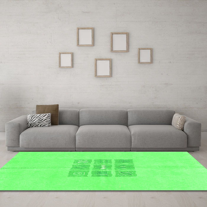 Machine Washable Abstract Green Modern Area Rugs in a Living Room,, wshabs3088grn