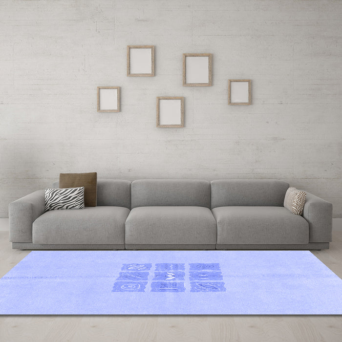 Machine Washable Abstract Blue Modern Rug in a Living Room, wshabs3088blu