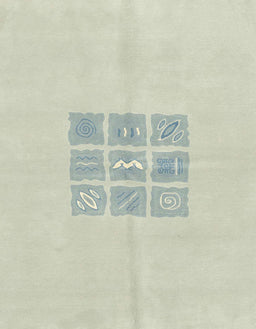 Square Abstract Pale Silver Gray Modern Rug, abs3088