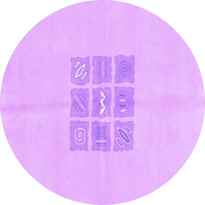 Round Machine Washable Abstract Purple Modern Area Rugs, wshabs3088pur