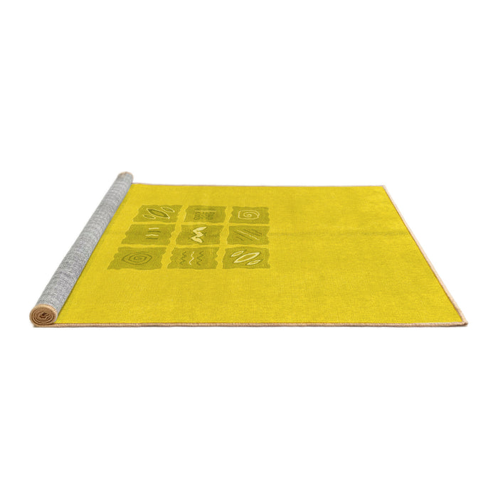 Sideview of Machine Washable Abstract Yellow Modern Rug, wshabs3088yw
