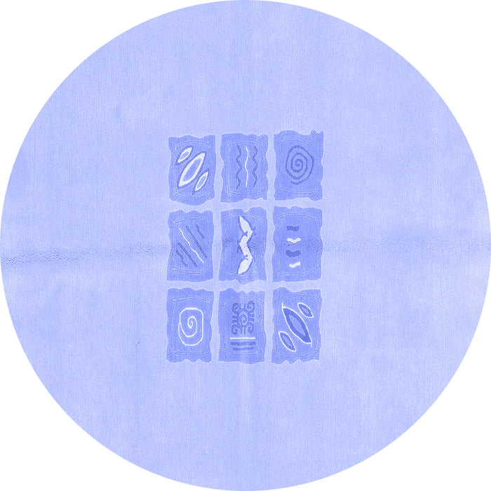 Round Machine Washable Abstract Blue Modern Rug, wshabs3088blu
