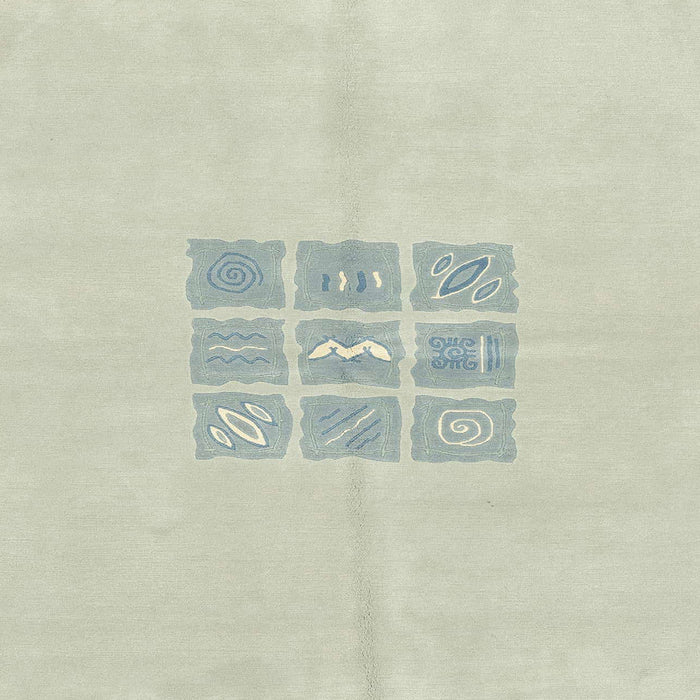 Round Abstract Pale Silver Gray Modern Rug, abs3088