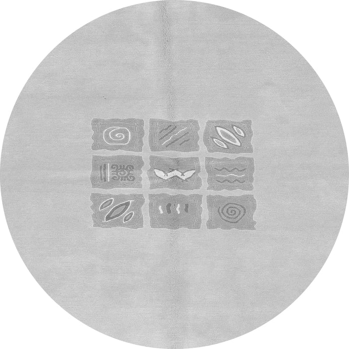 Round Machine Washable Abstract Gray Modern Rug, wshabs3088gry