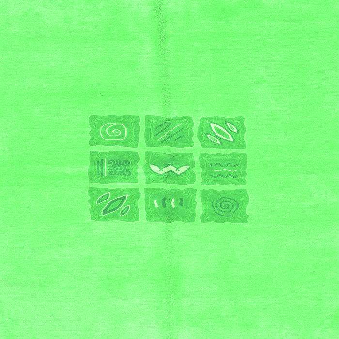 Square Machine Washable Abstract Green Modern Area Rugs, wshabs3088grn