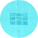 Round Abstract Light Blue Modern Rug, abs3088lblu