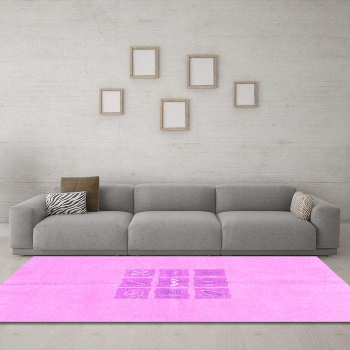 Machine Washable Abstract Pink Modern Rug in a Living Room, wshabs3088pnk