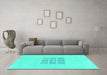 Machine Washable Abstract Turquoise Modern Area Rugs in a Living Room,, wshabs3088turq