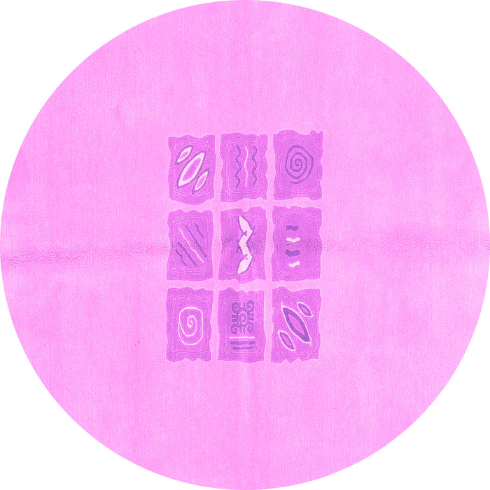 Round Machine Washable Abstract Pink Modern Rug, wshabs3088pnk