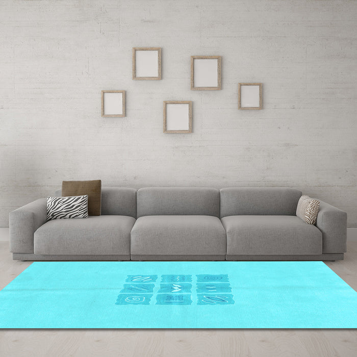 Machine Washable Abstract Light Blue Modern Rug in a Living Room, wshabs3088lblu