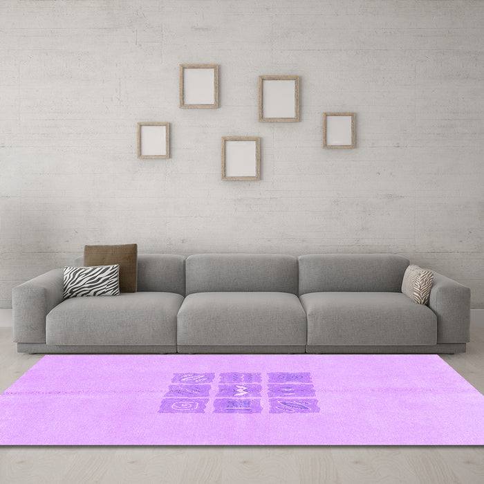 Machine Washable Abstract Purple Modern Area Rugs in a Living Room, wshabs3088pur