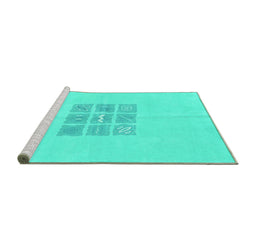 Sideview of Machine Washable Abstract Turquoise Modern Area Rugs, wshabs3088turq