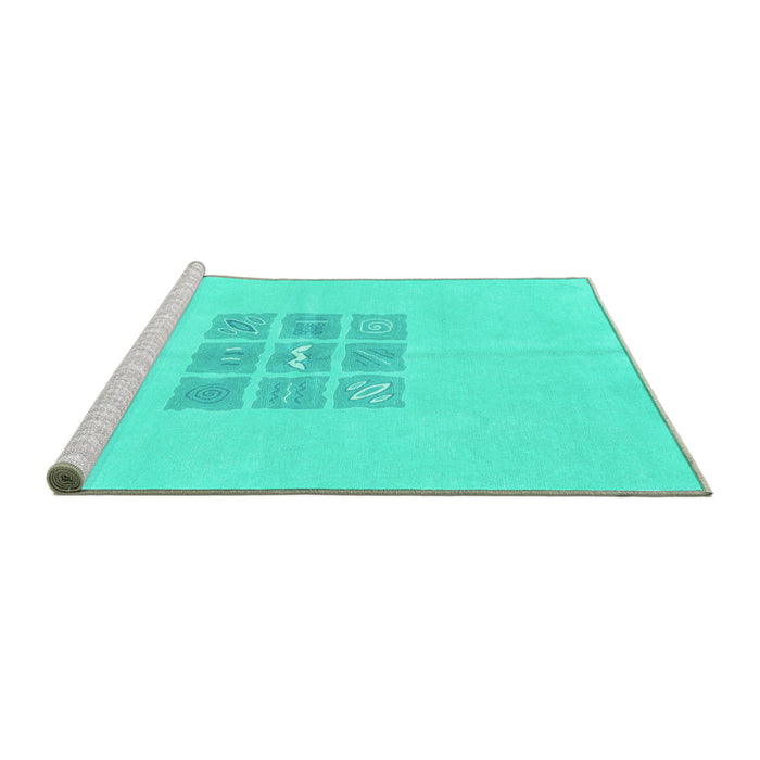 Sideview of Machine Washable Abstract Turquoise Modern Area Rugs, wshabs3088turq