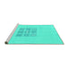 Sideview of Machine Washable Abstract Turquoise Modern Area Rugs, wshabs3088turq