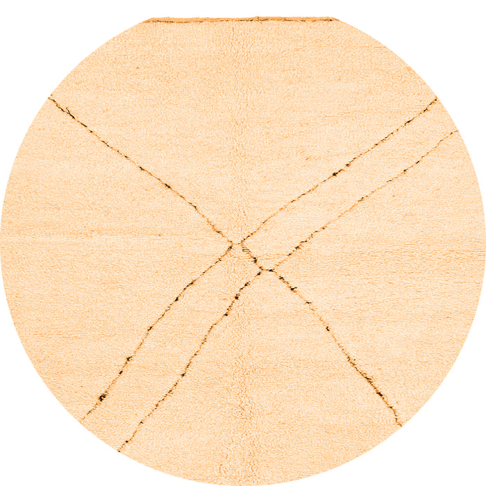 Round Machine Washable Solid Orange Modern Area Rugs, wshabs3089org