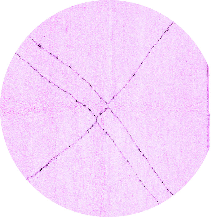 Round Machine Washable Solid Purple Modern Area Rugs, wshabs3089pur