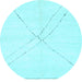 Round Machine Washable Solid Light Blue Modern Rug, wshabs3089lblu