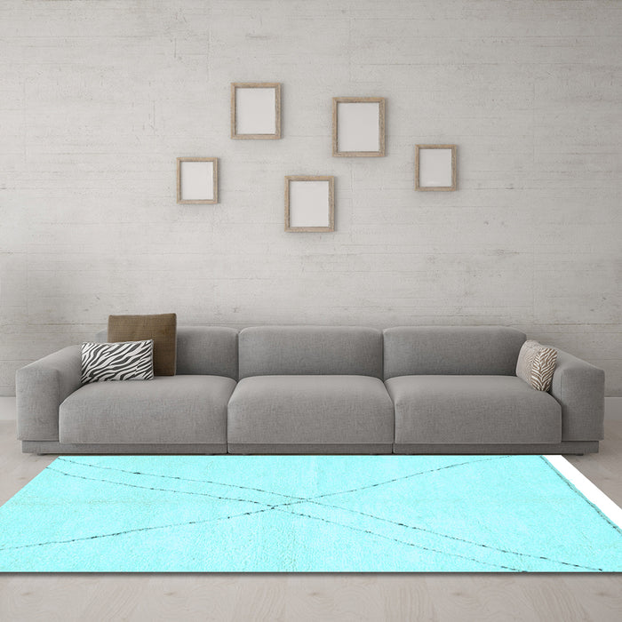 Machine Washable Solid Light Blue Modern Rug in a Living Room, wshabs3089lblu