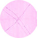 Round Machine Washable Solid Pink Modern Rug, wshabs3089pnk