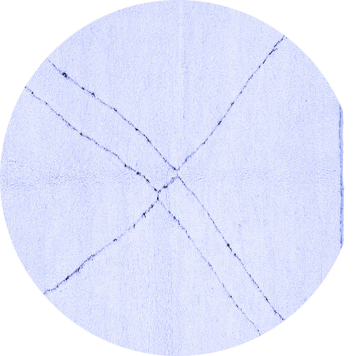 Round Machine Washable Solid Blue Modern Rug, wshabs3089blu