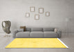 Machine Washable Solid Yellow Modern Rug in a Living Room, wshabs3089yw