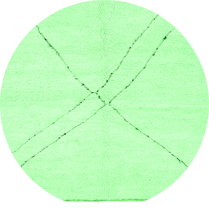 Round Machine Washable Solid Emerald Green Modern Area Rugs, wshabs3089emgrn