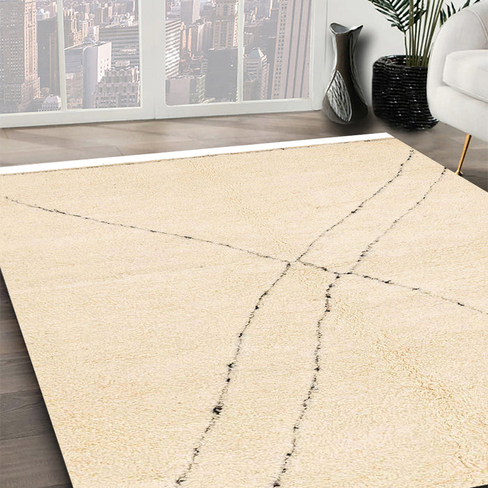 Abstract Navajo White Gold Solid Rug in Family Room, abs3089