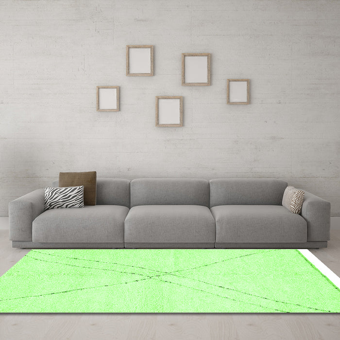 Machine Washable Solid Green Modern Area Rugs in a Living Room,, wshabs3089grn