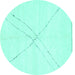 Round Solid Turquoise Modern Rug, abs3089turq