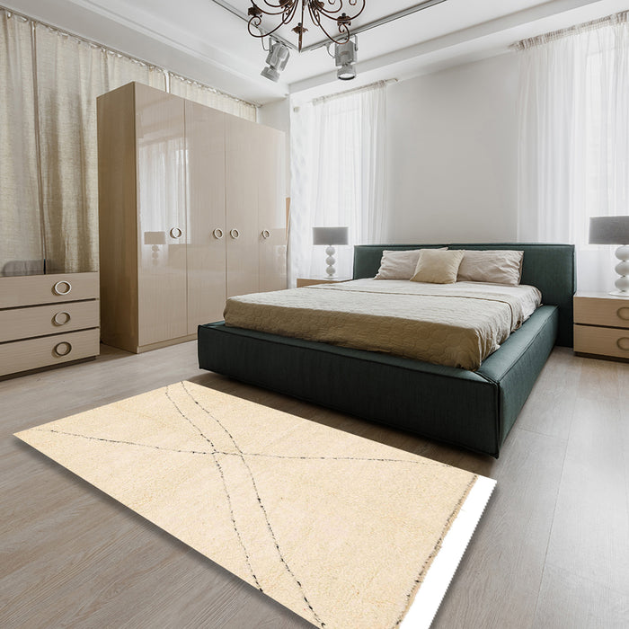Abstract Navajo White Gold Solid Rug in a Bedroom, abs3089