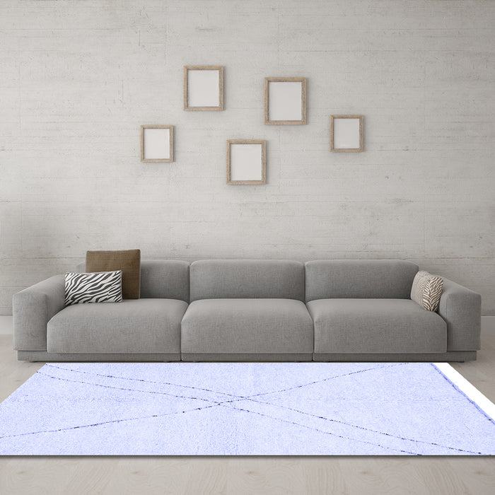 Machine Washable Solid Blue Modern Rug in a Living Room, wshabs3089blu