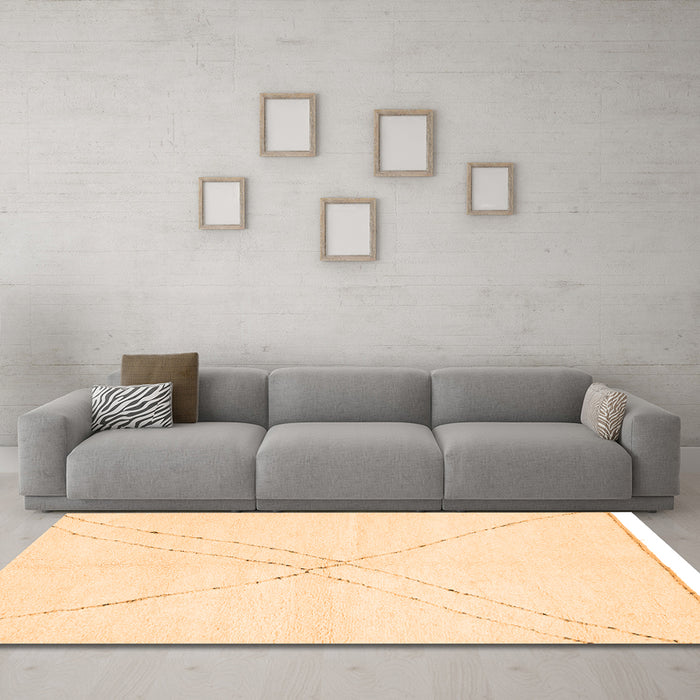 Machine Washable Solid Orange Modern Area Rugs in a Living Room, wshabs3089org