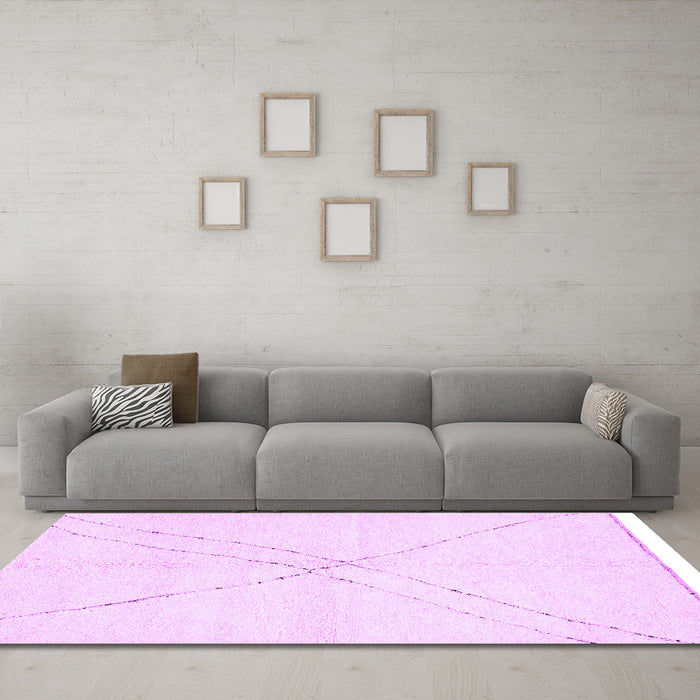Machine Washable Solid Purple Modern Area Rugs in a Living Room, wshabs3089pur